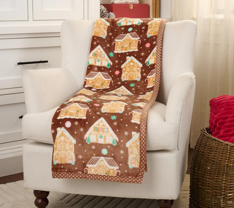 Kringle Express Holiday Printed Throw w/ Trim