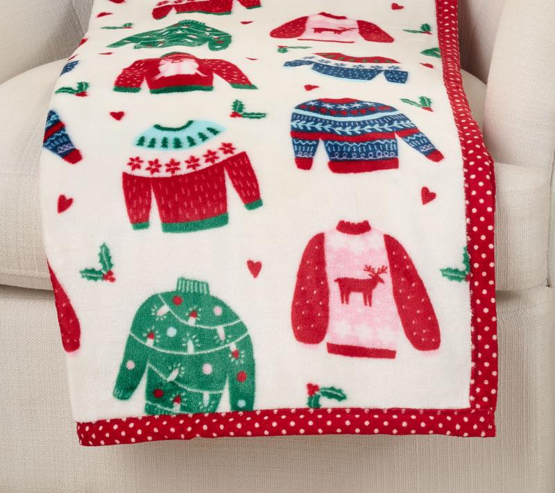 Kringle Express Holiday Printed Throw w/ Trim