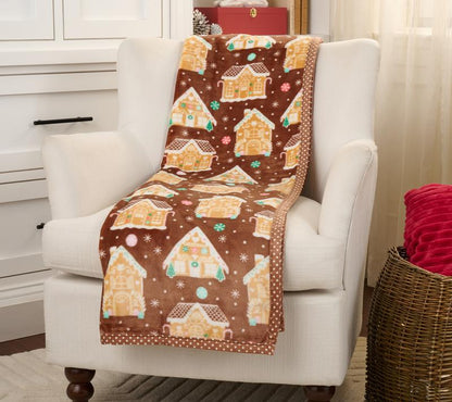 Kringle Express Holiday Printed Throw w/ Trim